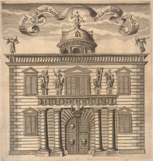 Das Ostportal zum kleinen Schlosshof des Residenzschlosses von Paul Buchner, Blatt aus der Weckschen Chronik von 1679/80
