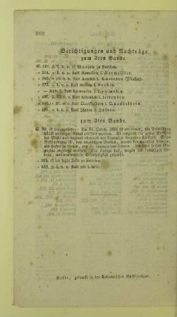 Berichtigungen und Nachträge zum 2ten Bande