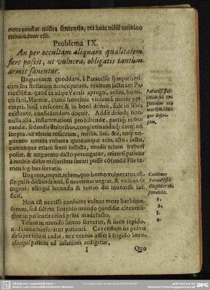 Problema IX. An per occultam aliquam qualitatem fiert prossit, ut vulnera obligatis tantùm armis sanentur