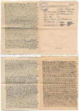 Brief von Harald von Koenigswald aus dem Kriegsgefangenenlager in Metz u.a. über seine Vortragstätigkeit im Lager - Familienkonvolut