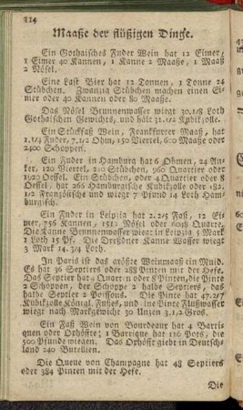 Maaße der flüßigen Dinge.