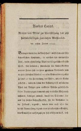 Fünftes Capitel. Recepte und Mittel zur Unterstützung des jetzt hülfsbedürftigen glorreichen Adelstandes.