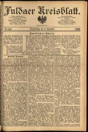 Erste Ausgabe vom Donnerstag, den 03. Dezember 1896.