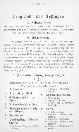 Programm des Festzuges.