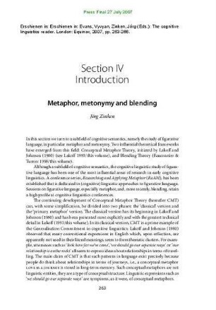 Metaphor, metonymy and blending: introduction