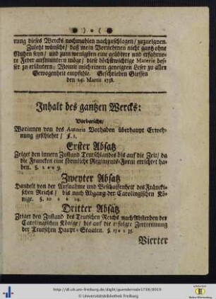 Inhalt des gantzen Werkes.