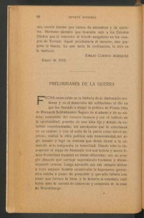 Preliminares de la guerra