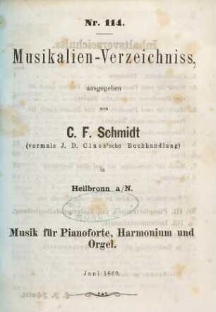 Catalog. 114. 1869