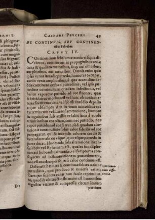 De Continuis, Seu Continentibus Febribus. Caput IV.