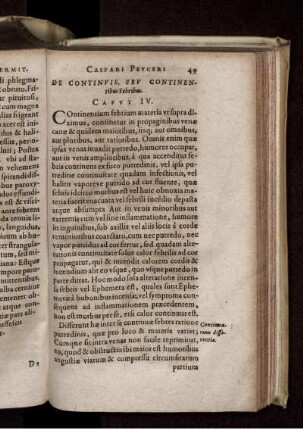 De Continuis, Seu Continentibus Febribus. Caput IV.