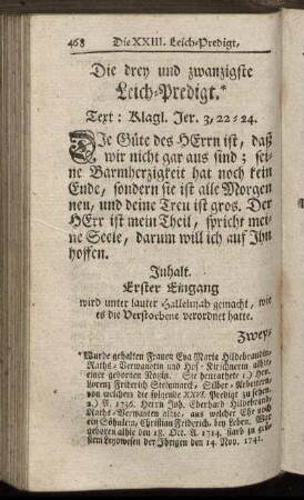 Die drey und zwanzigste Leich-Predigt.