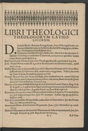 Libri Theologici Theologorum Catholicorum.