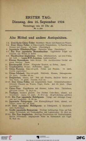 Alte Möbel und andere Antiquitäten (Nr. 1-249)