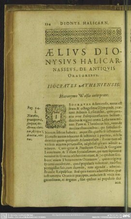 Aelius Dionysius Halicarnasseus, De Antiquis Oratoribus