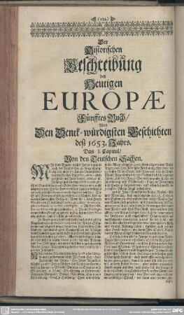 Fünfftes Buch, Von Den Denck-Würdigsten Geschichten deß 1653. Jahrs
