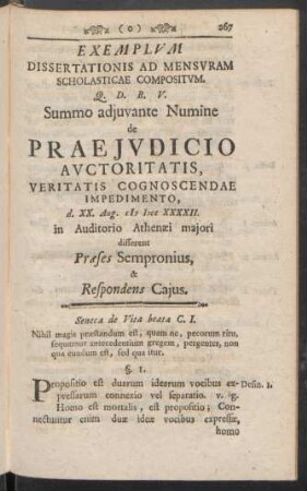 Exemplum Dissertationis Ad Mensuram Scholasticae Compositum