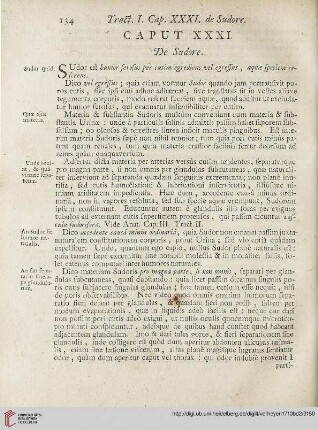 Caput XXXI: De Sudore