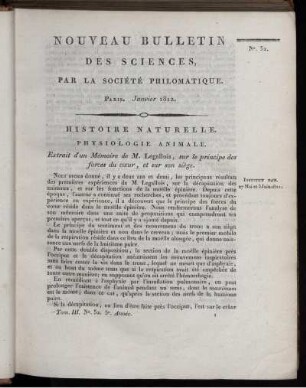 Nouveau Bulletin des Sciences, par la Société Philomatique. Paris. Janvier 1812., 52