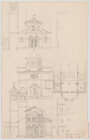 Thiersch, August ; Eichstätt (Bayern); Ev. Kirche und Pfarrhaus - Teilgrundriss, Teilansichten