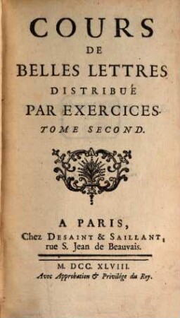Cours De Belles Lettres : Distribué par Exercices, 2