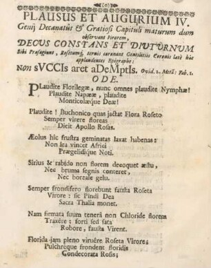 Plausus et augurium IV.