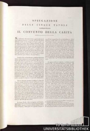 Spiegazione delle cinque Tavole rappresentanti il Convento della Carita