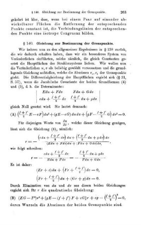 § 140. Gleichung zur Bestimmung der Grenzpunkte.