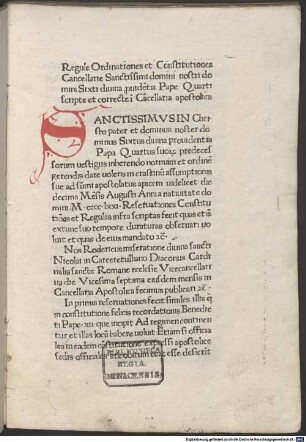 Regulae cancellariae apostolicae : Rom, 1471.10.02