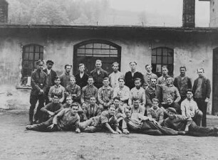 Eine Gruppe von Männern in einem Arbeitsdienstlager : Eine Gruppe von Männern in einem Arbeitsdienstlager
