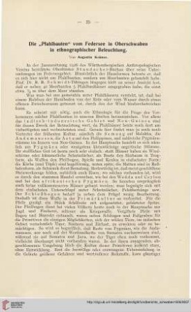 Neue Folge 3: Die "Pfahlbauten" vom Federsee in Oberschwaben in ethnographischer Beleuchtung
