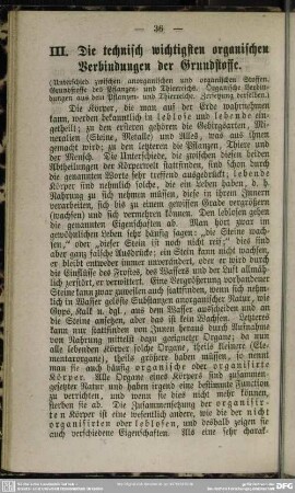 III. Die technisch wichtigsten organischen Verbindungen der Grundstoffe