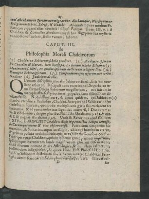 Caput. III. de Philosophia Morali Chaldaeorum