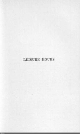 V. Leisure hours