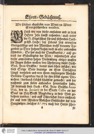 Ehren Gedächtnuß