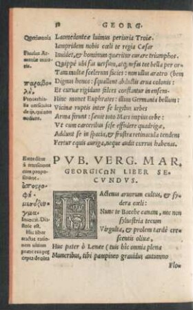 Pub. Verg. Mar. Georgicon Liber Secundus.