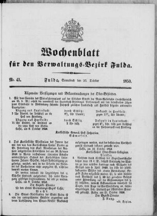 Nr. 43, Ausgabe vom 26. Oktober 1850