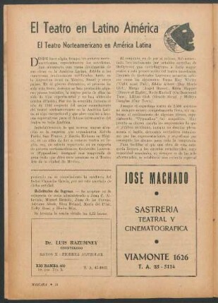 El teatro en latino américa : El teatro norteamericano en américa latina
