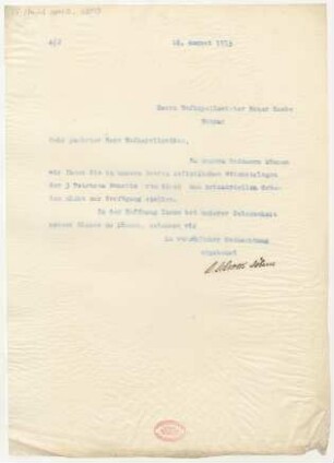 Brief an Peter Raabe : 18.08.1913