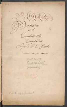 Sonaten; cemb; E-Dur; H 213; Wq 65/46