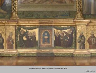 Thronende Madonna mit Kind umgeben von Heiligen : Predella