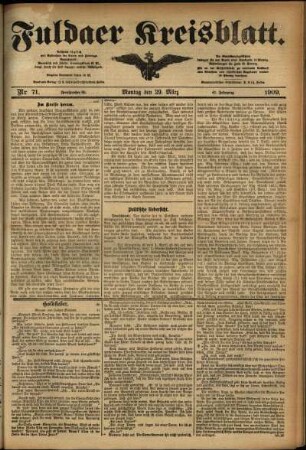 Ausgabe vom Montag, den 29. März 1909.