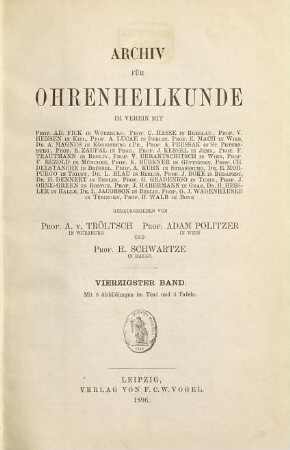 Archiv für Ohrenheilkunde. 40. 1896