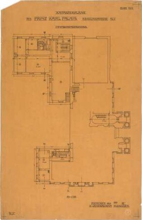 Landbauamt München; München; Prinz-Carl-Palais, Umbauten - Grundriss 1.Zwischengeschoss