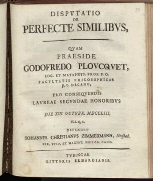 Dispvtatio de Perfecte Similibvs
