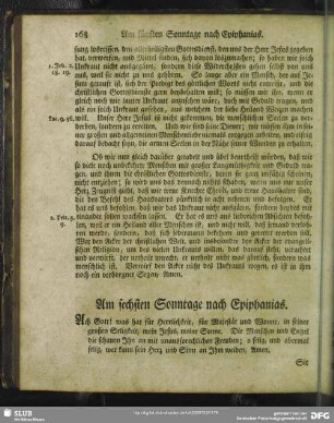 Am sechsten Sonntage nach Epiphanias