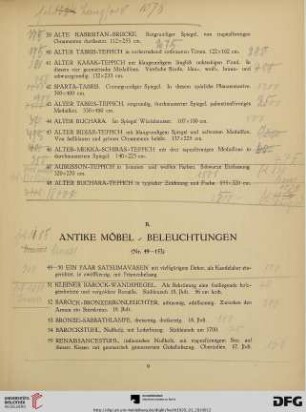 B. Antike Möbel / Beleuchtungen (Nr. 49-153)