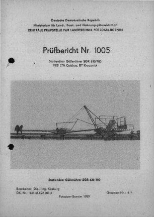 Stationärer Güllerührer SGR 630