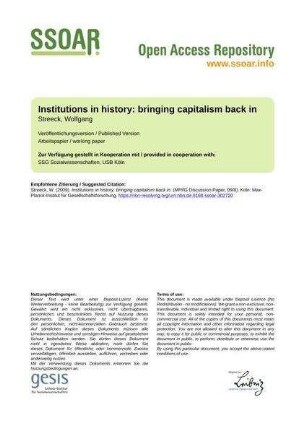 Institutions in history: bringing capitalism back in