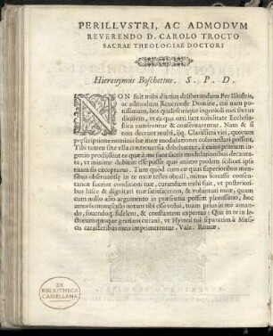 Dedikation an Carolo Trocto sacrae theologiae doctori
