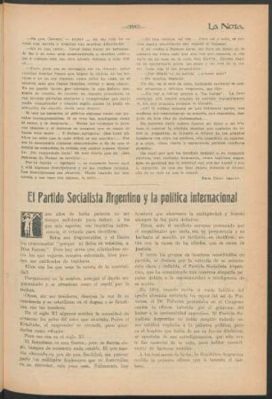 El Partido Socialista Argentino y la política internacional